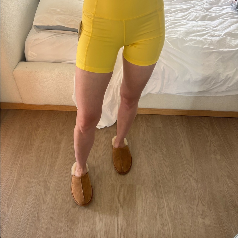 Yogalicious Yellow Women's Bike Shorts with pockets
